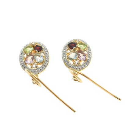 DEE BERKLEY Sterling Silver Gold Plated Topaz Amethyst Garnet Peridot Earrings