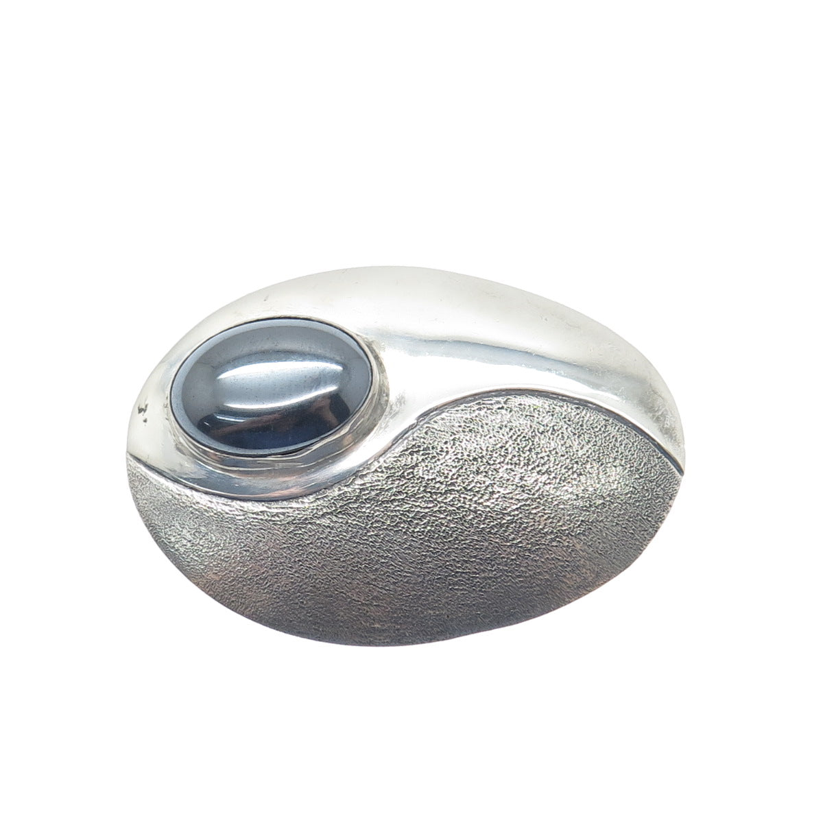 LINCOLN ROBERT NAVAJO Old Pawn 925 Sterling Silver Vintage Real Hematite Brooch