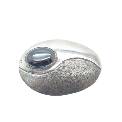 LINCOLN ROBERT NAVAJO Old Pawn 925 Sterling Silver Vintage Real Hematite Brooch