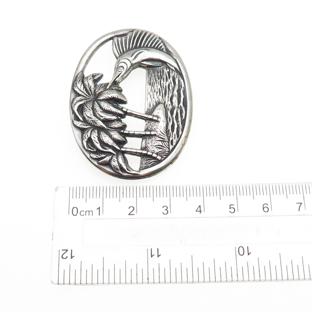 925 Sterling Silver Vintage Palm Beach Swordfish Oxidized Pin Brooch