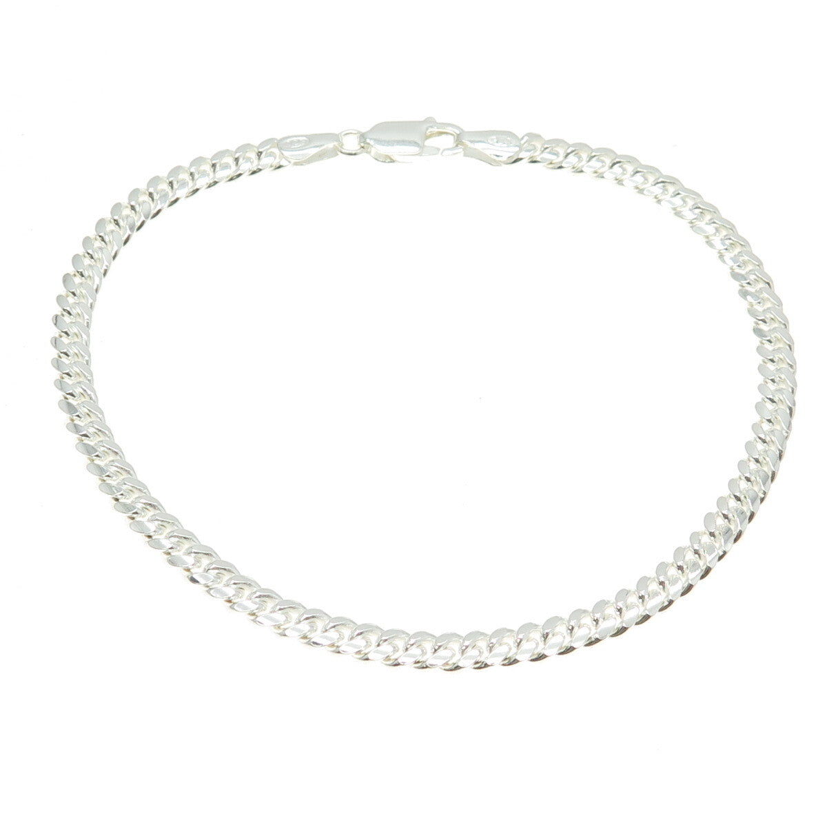 925 Sterling Silver Italy Flat Curb Link Bracelet 8"
