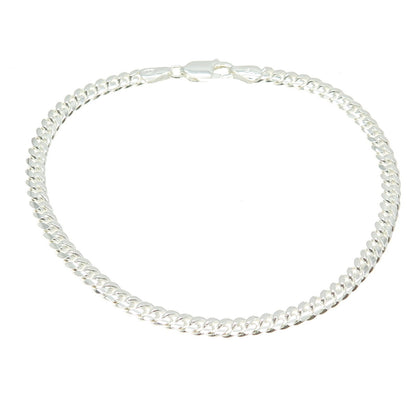 925 Sterling Silver Italy Flat Curb Link Bracelet 8"