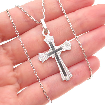 800 Silver Vintage Cross Religious Cable Chain Necklace 26"