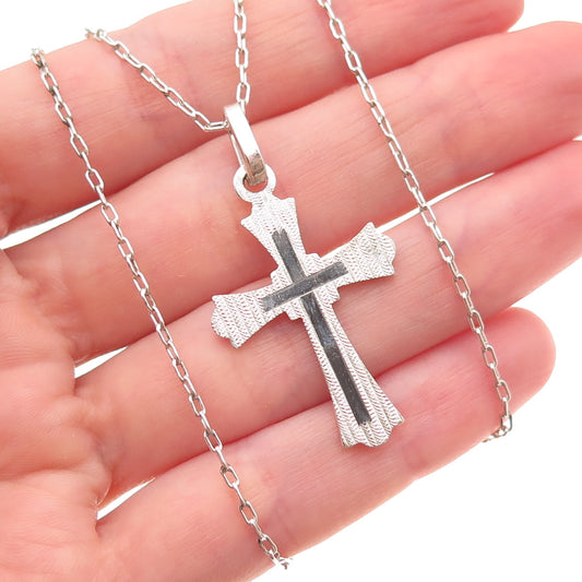 800 Silver Vintage Cross Religious Cable Chain Necklace 26"