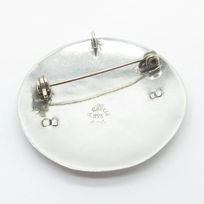 925 Sterling Silver Vintage Mexico A. Garcia Fish Round Pin Brooch