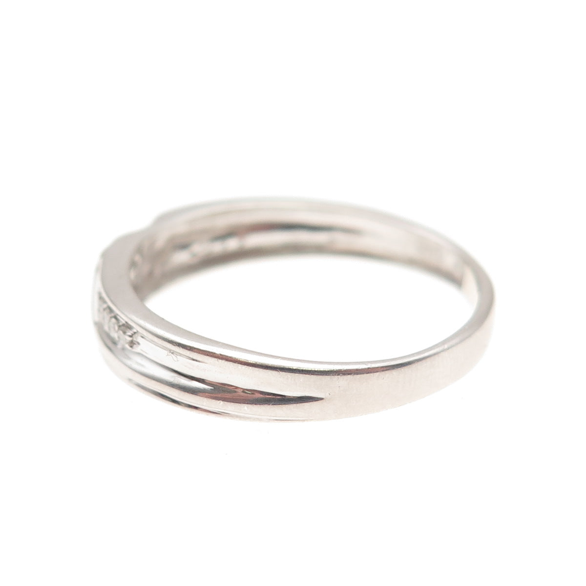 925 Sterling Silver Real Round-Cut Diamond Band Ring Size 10.25