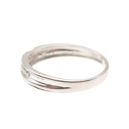925 Sterling Silver Real Round-Cut Diamond Band Ring Size 10.25