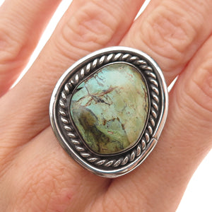 Old Pawn 925 Sterling Silver Vintage Southwestern Turquoise Tribal Ring Size 6.5