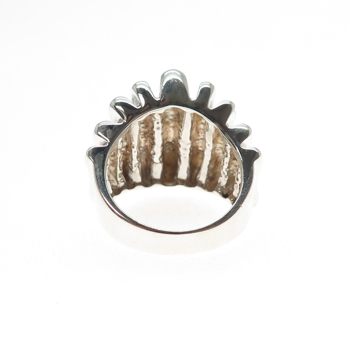 925 Sterling Silver Vintage Modernist Ribbed Oxidized Ring Size 6.25