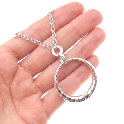 Elle 925 Sterling Silver Vintage Real Ruby Crescent Cable Chain Necklace 16-18"