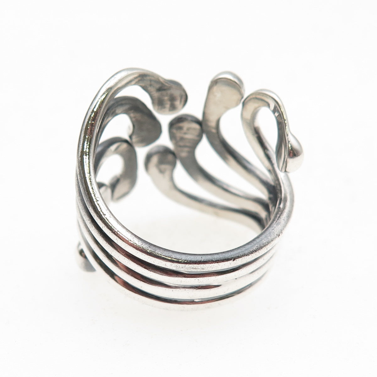 ATI Annika Witt 925 Sterling Silver Vintage Modernist Adjustable Ring Size 8.75