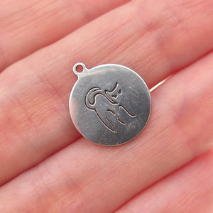 Two in Town 925 Sterling Silver Cat Round Tag Mini Charm Pendant