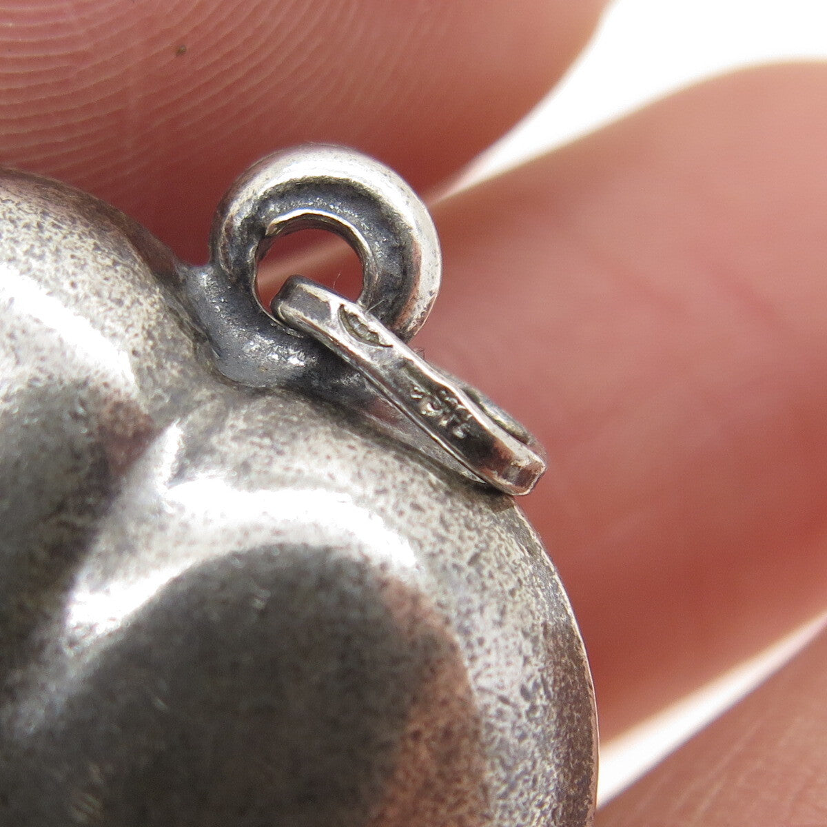 925 Sterling Silver Vintage Puffy Heart Oxidized Charm Pendant