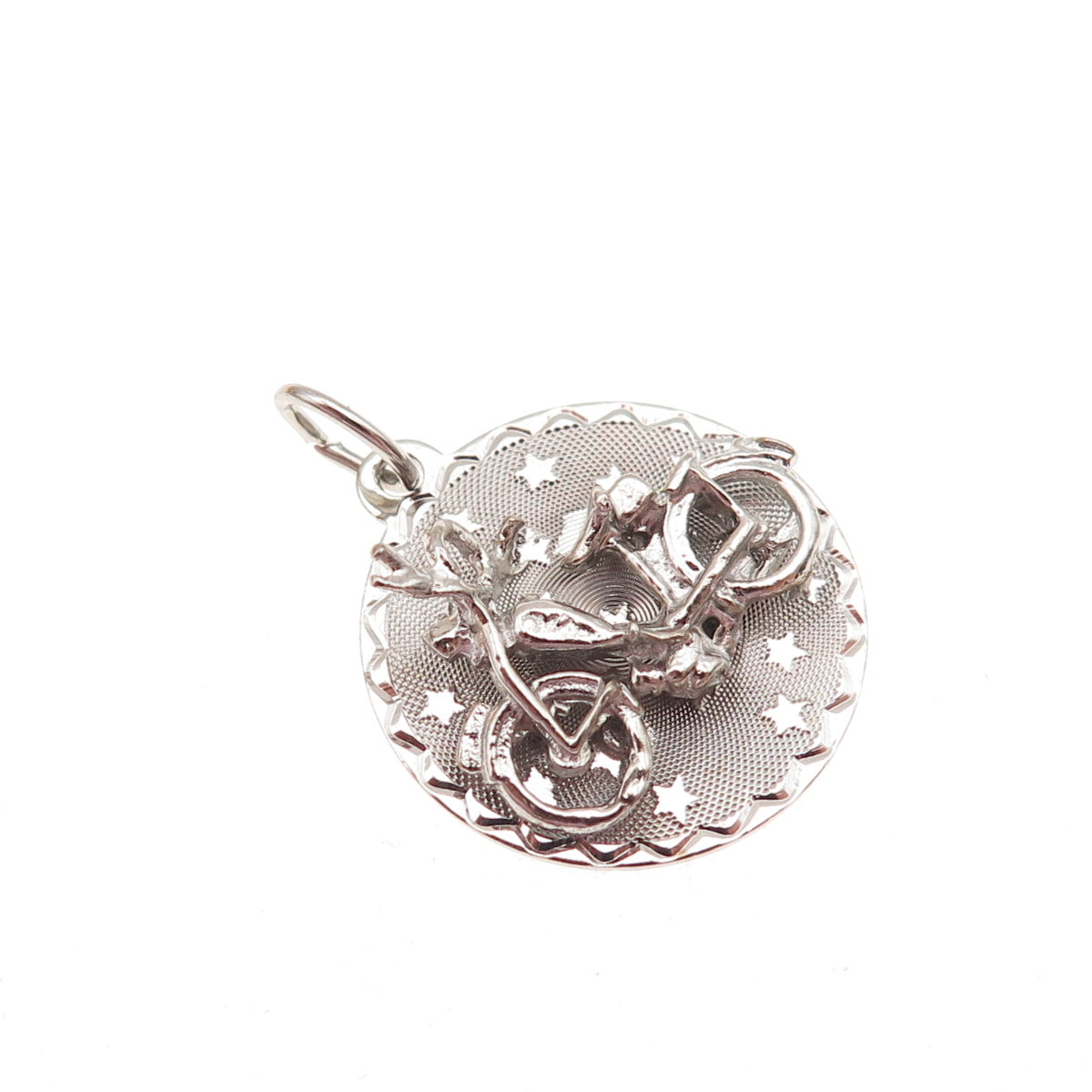 CREA 925 Sterling Silver Vintage Motorcycle Mini Charm Pendant