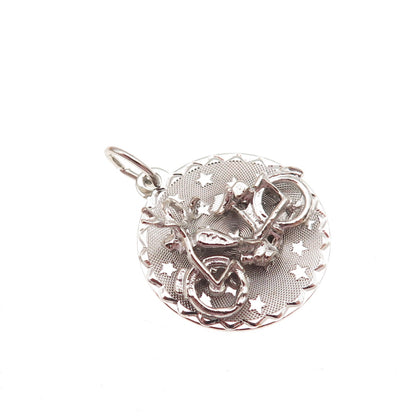CREA 925 Sterling Silver Vintage Motorcycle Mini Charm Pendant