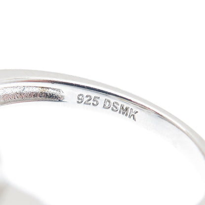 DSMK 925 Sterling Silver White & Lemon Emerald-Cut Shaped C Z Ring Size 7.25