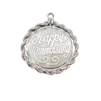 ELCO 925 Sterling Silver Vintage Happy Anniversary Charm Pendant