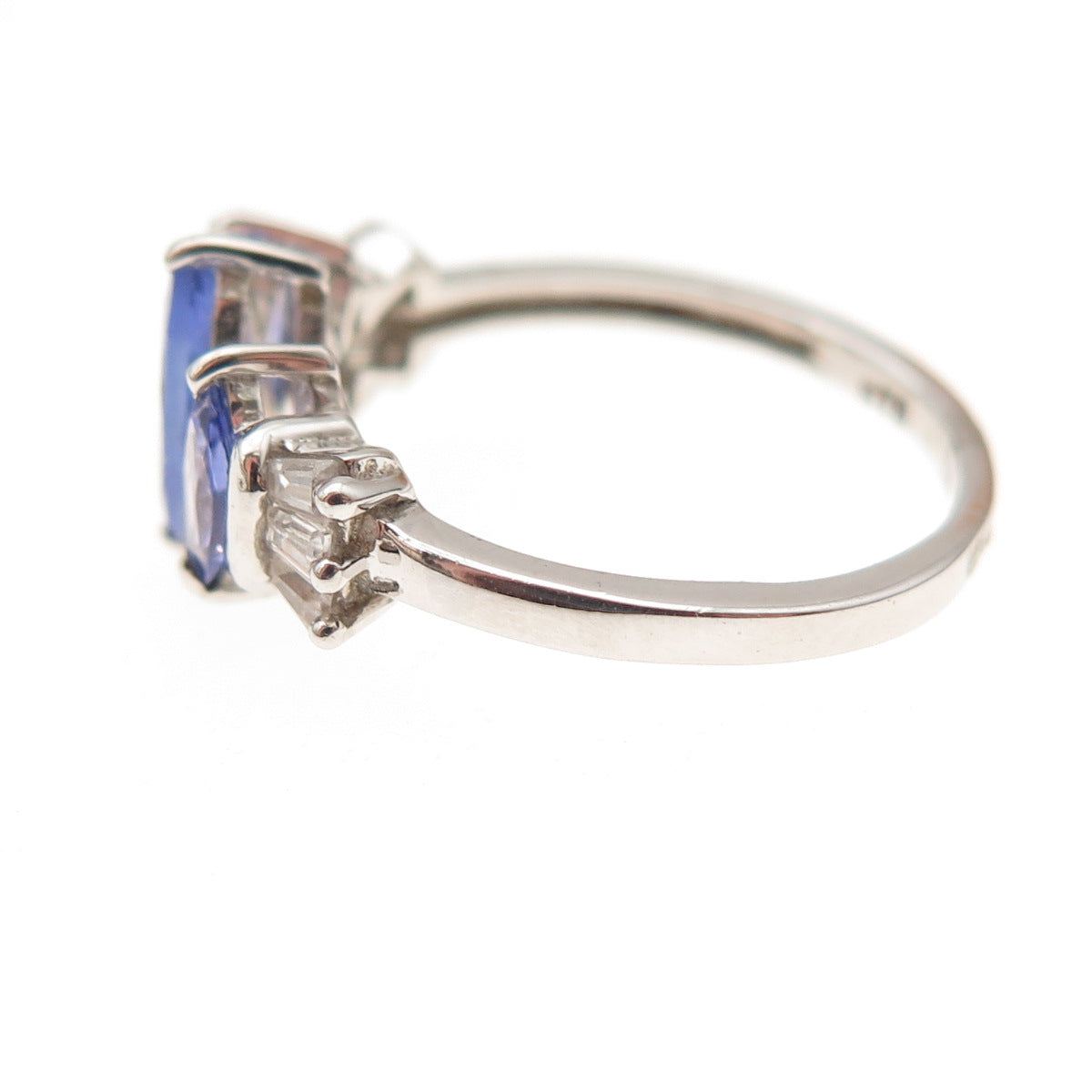 Chuck Clemency 925 Sterling Silver Real Tanzanite & White Topaz Ring Size 5