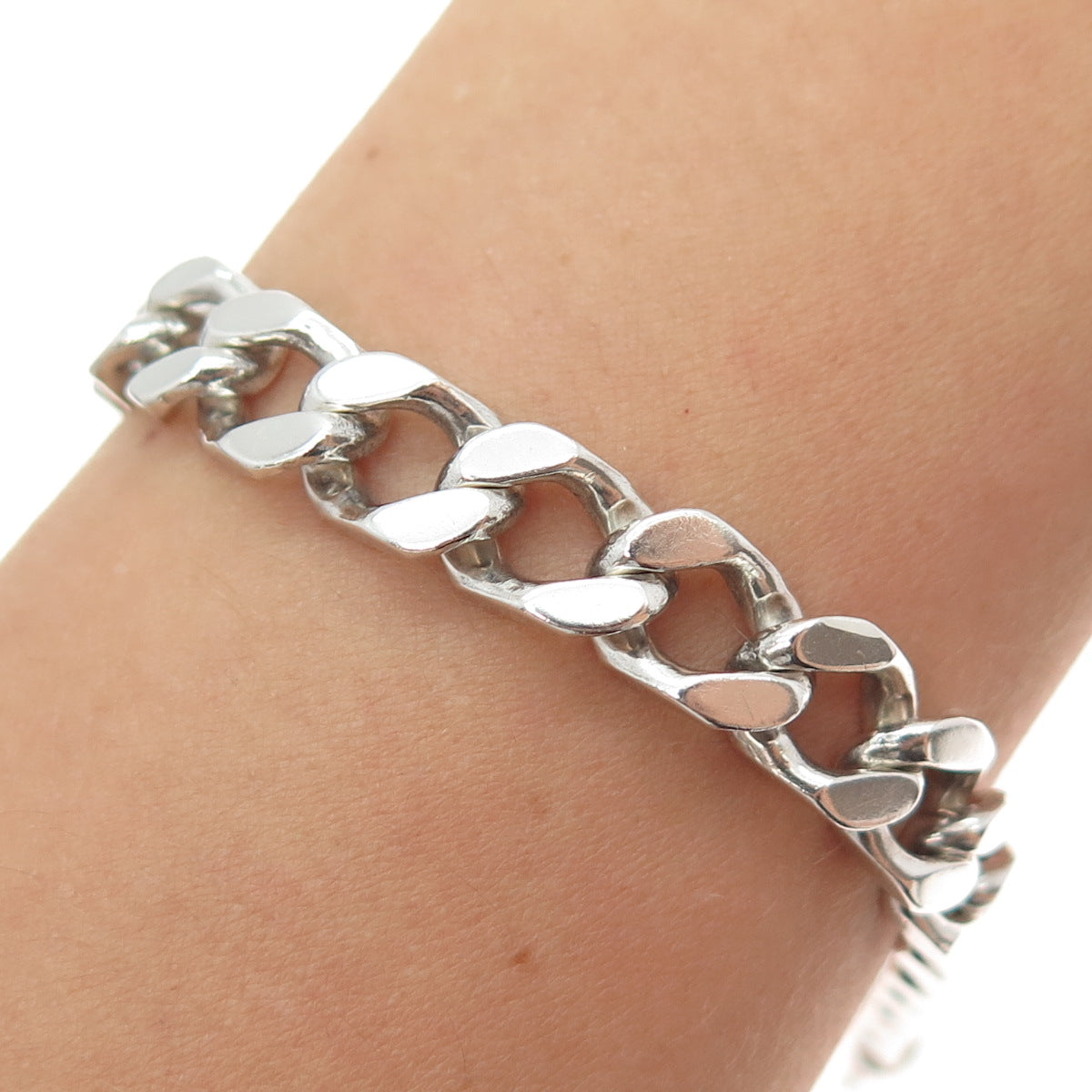 925 Sterling Silver Vintage Curb Link Bracelet 8.5"