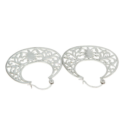 925 Sterling Silver Ornate Hinged Earrings