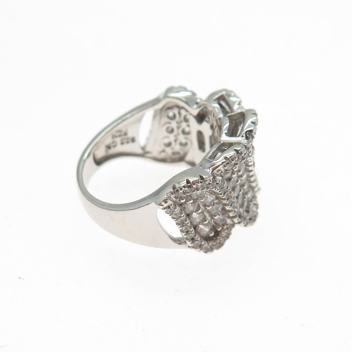925 Sterling Silver Round-Cut C Z Sparkle Ring Size 6.75