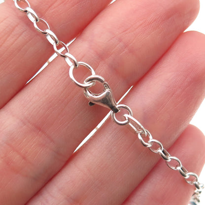 925 Sterling Silver Enamel Butterfly Dangle Charm Oval Link Bracelet 6"