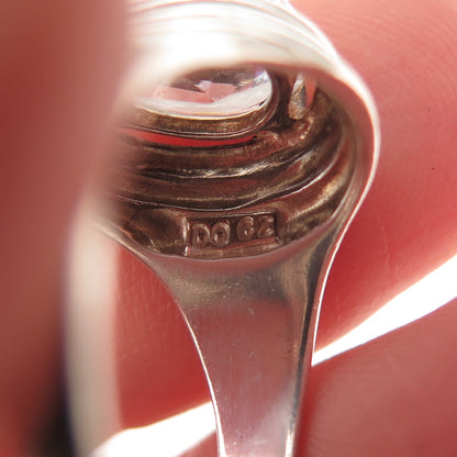 925 Sterling Silver Vintage Pear-Cut C Z Modernist Oxidized Ring Size 8.25