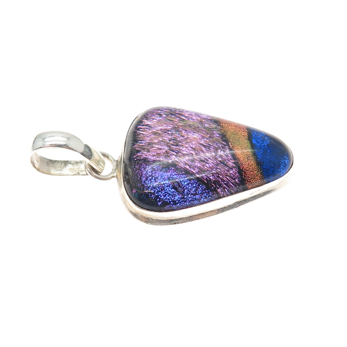 MD DESIGN 925 Sterling Silver Vintage Dichroic Glass Modernist Charm Pendant