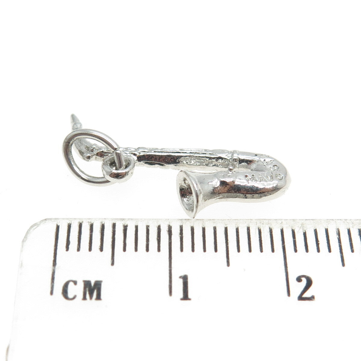 MAVO 925 Sterling Silver Antique Art Deco Saxophone Minimalist Charm Pendant