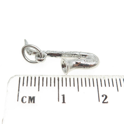 MAVO 925 Sterling Silver Antique Art Deco Saxophone Minimalist Charm Pendant