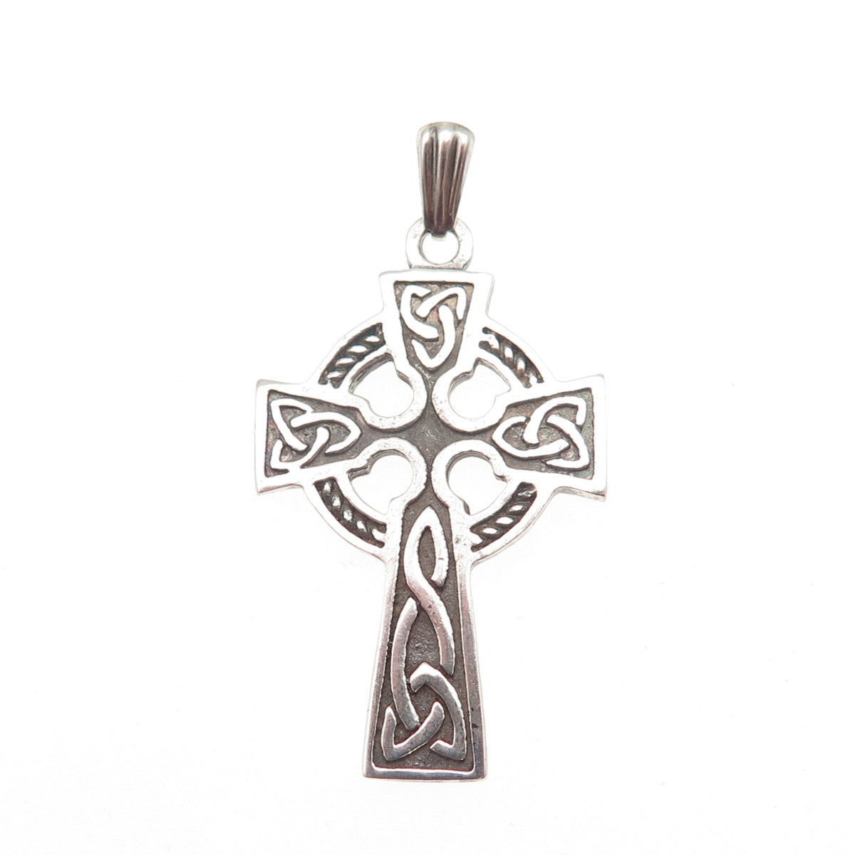 Thomas O'Connor 925 Sterling Vintage Dublin Celtic Cross Oxidized Charm Pendant