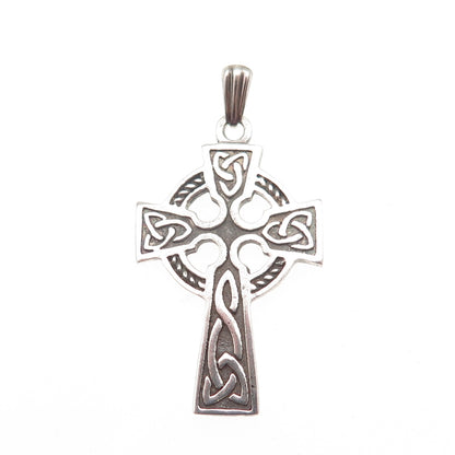 Thomas O'Connor 925 Sterling Vintage Dublin Celtic Cross Oxidized Charm Pendant