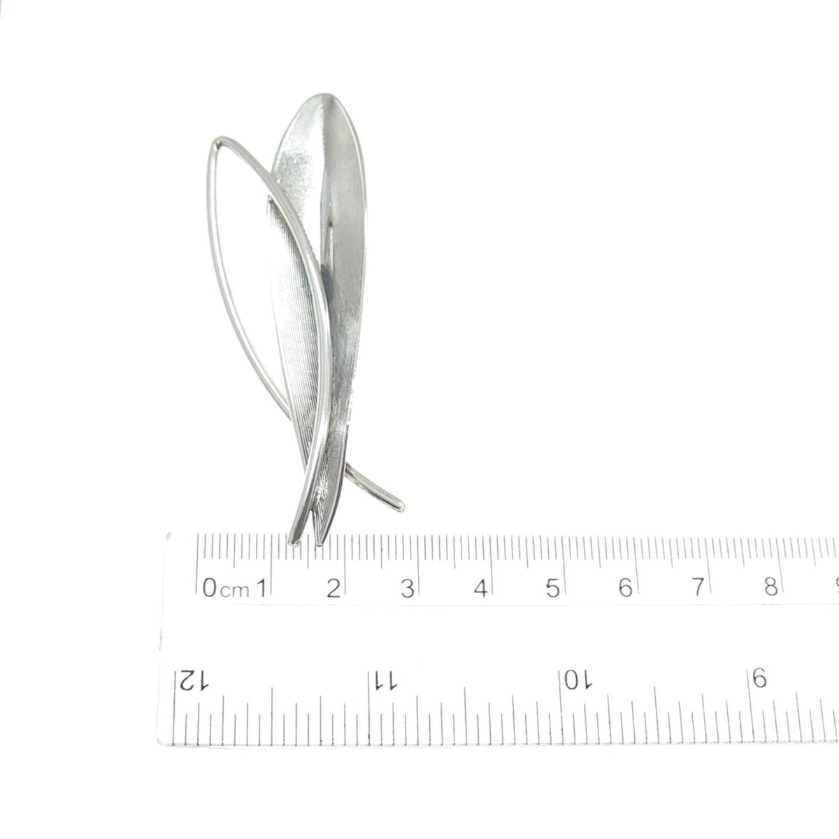 BEAU 925 Sterling Silver Vintage Modernist Floral Pin Brooch