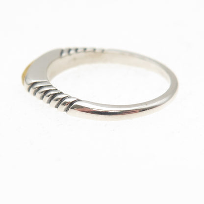 Carolyn Pollack 925 Sterling Silver Vintage Real MOP Inlay Stackable Ring Size 8