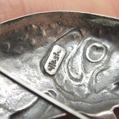 LINDA HESH 925 Sterling Silver Vintage Fish Modernist Pin Brooch