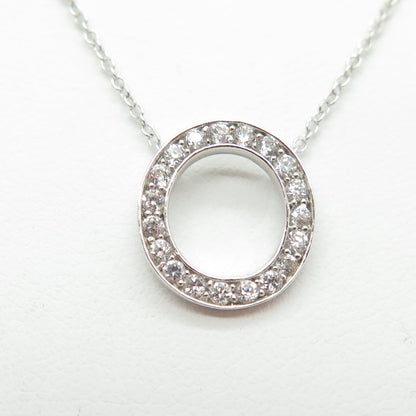 925 Sterling Silver Round-Cut C Z Oval Circle Cable Chain Necklace 18-20"