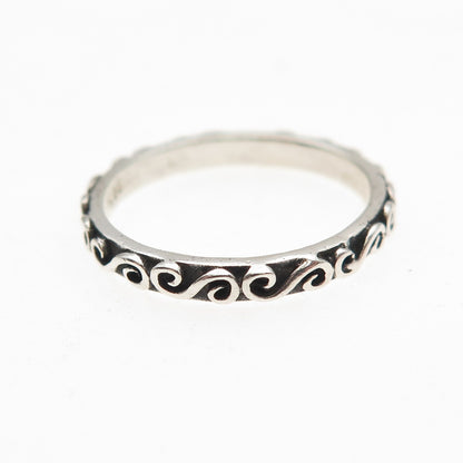 925 Sterling Silver Vintage Swirl Oxidized Band Ring Size 5.5