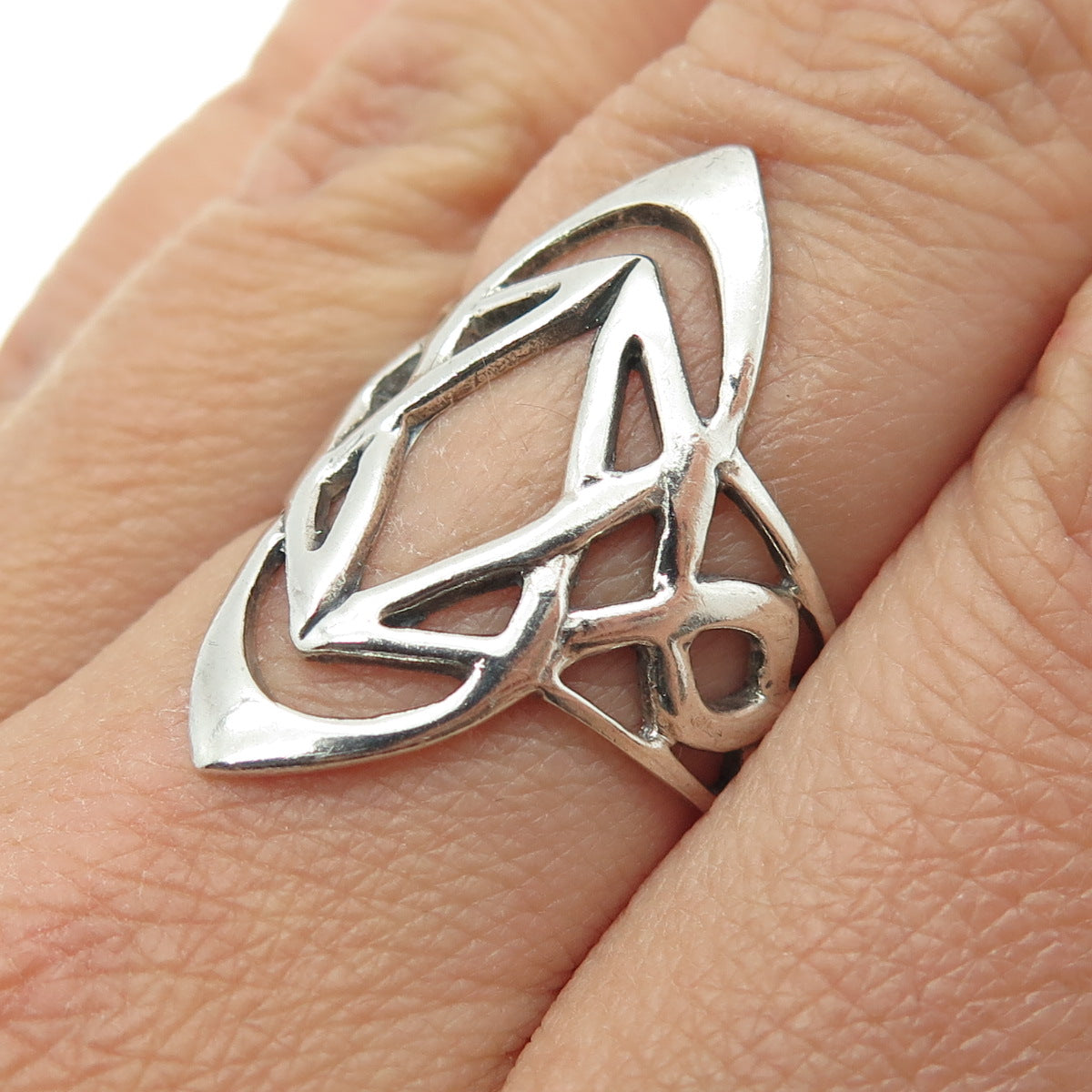 925 Sterling Silver Vintage Viking / Celtic Knot Statement Ring Size 8