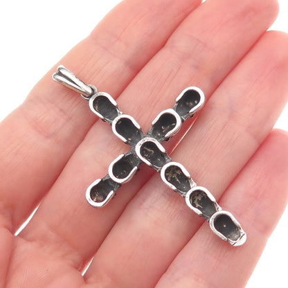 925 Sterling Silver Vintage Skull Cross Oxidized Gothic Pendant