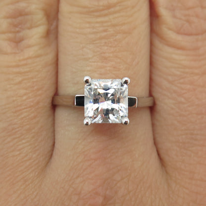 925 Sterling Silver Princess-Cut C Z Engagement Ring Size 9.25