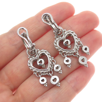 JUDITH RIPKA 925 Sterling C Z Interchangeable Heart Charm Omega Back Earrings
