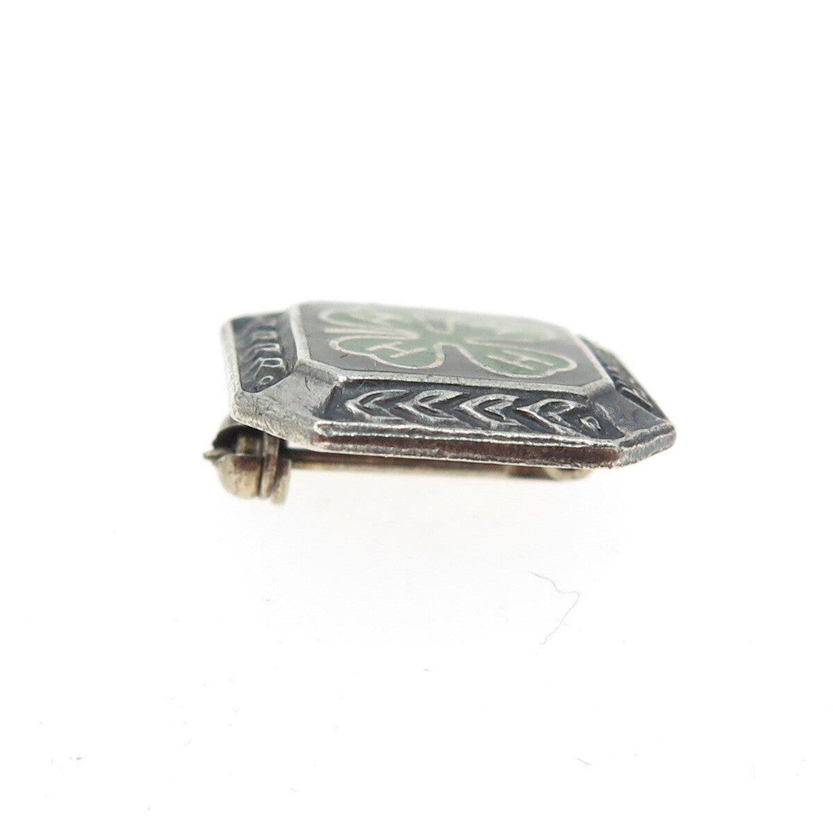 925 Sterling Silver Vintage 4-H Club 4th Year Membership Achievement Pin Brooch