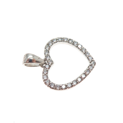 925 Sterling Silver Round-Cut C Z Heart Minimalist Charm Pendant
