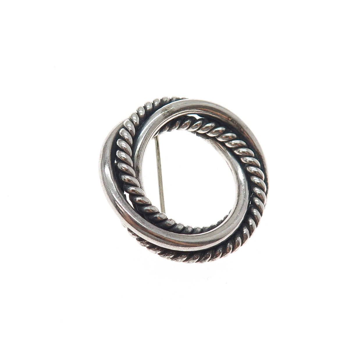 925 Sterling Silver Vintage Mexico Interlocked Trinity Oxidized Pin Brooch