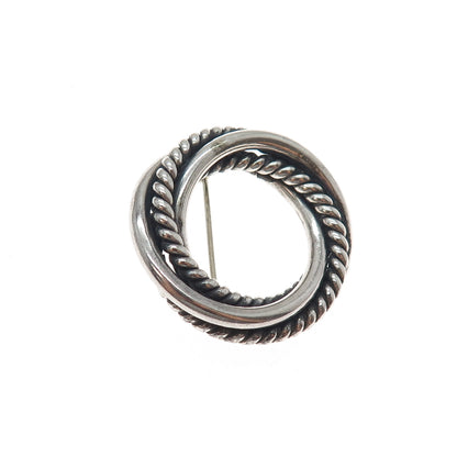 925 Sterling Silver Vintage Mexico Interlocked Trinity Oxidized Pin Brooch