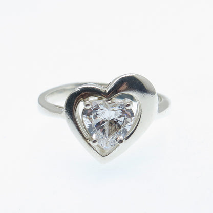 925 Sterling Silver Heart-Cut C Z Promise Ring Size 9