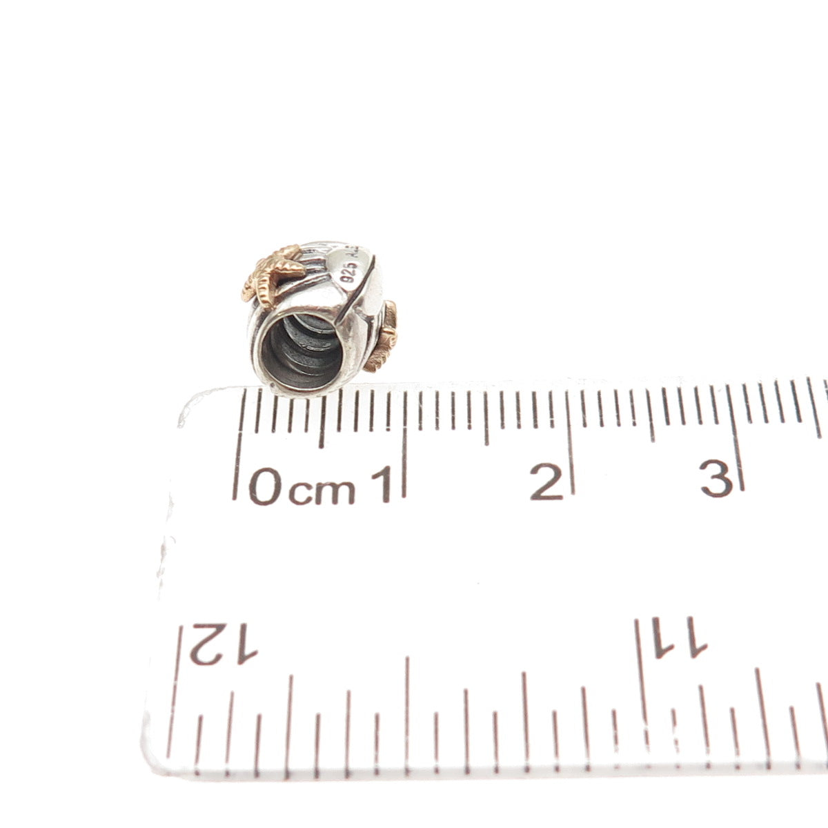 PANDORA 925 Sterling Silver & Gold Seashell Starfish Slide Bead Charm