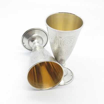 916 Silver Vintage Estonia Tallinn's Jewelry Factory Textured Set of 2 Goblets