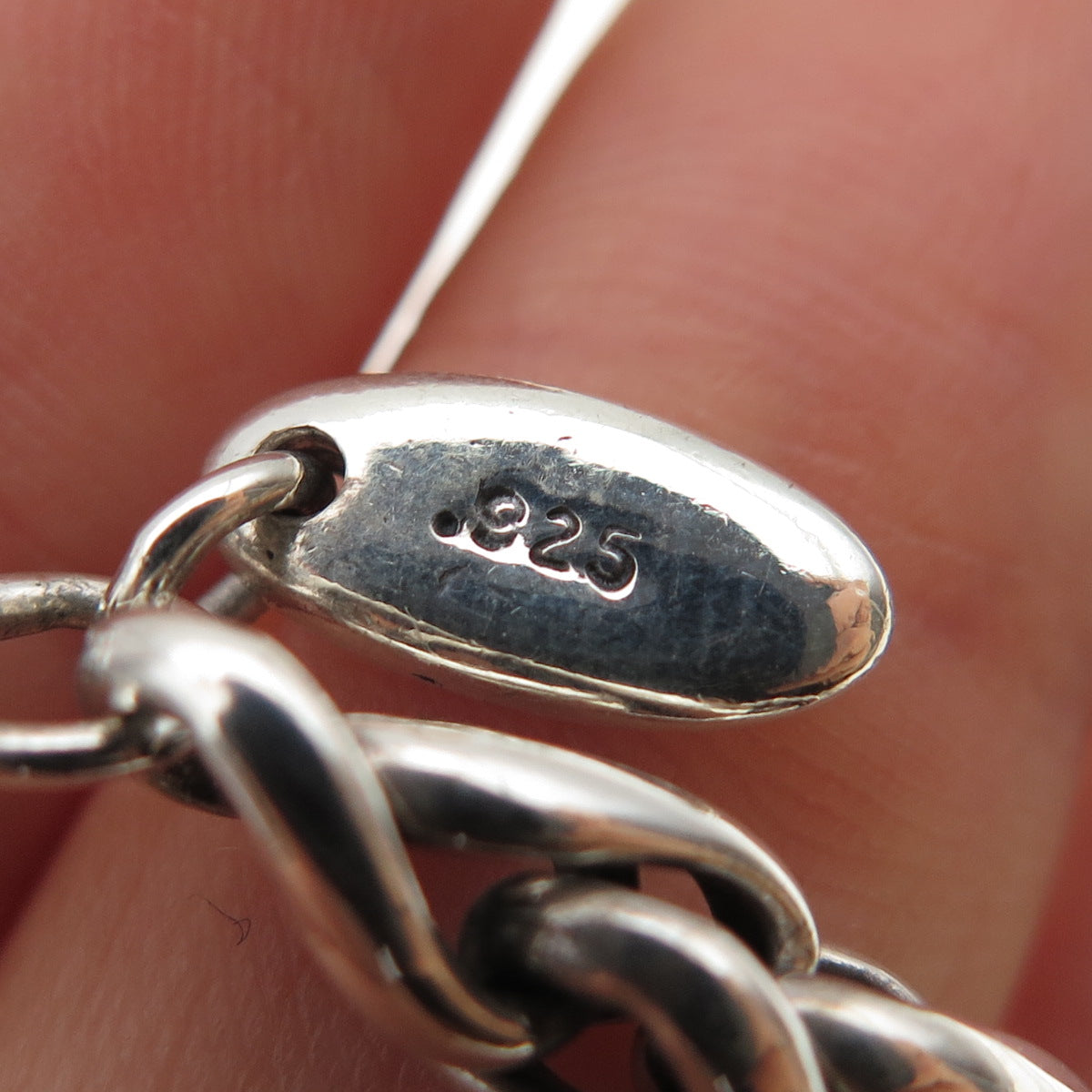 925 Sterling Silver Vintage Spiga Chain Necklace 16"