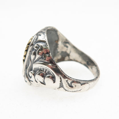 935 Silver Antique WWII Golden Eagle Oxidized Signet Ring Size 8.25